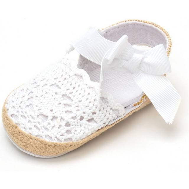 ESTAMICO Infant Girls' Net-Yarn Lace Bow Sandals White US 5