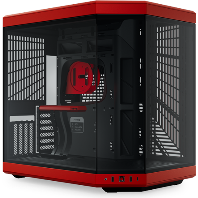 HYTE Y70 Dual Chamber Mid-Tower ATX Gaming PC Case - Red/Black