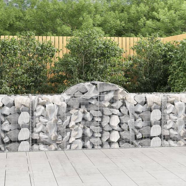 vidaXL Arched Gabion Baskets 11 pcs 200x50x80/100 cm Galvanised Iron - Silver