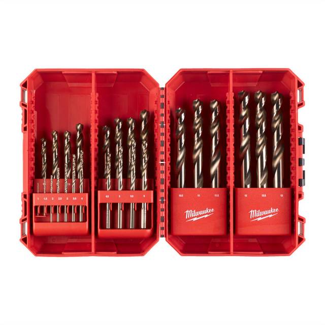 Milwaukee Red Cobalt HSS-G Metal Drill Bit Set 1-13mm (25 Piece) in Bronze Plastic