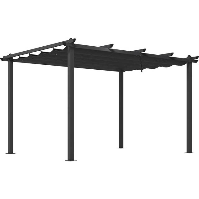 Outsunny 3 x 4m Aluminium Pergola with Retractable Roof, Garden Gazebo Canopy