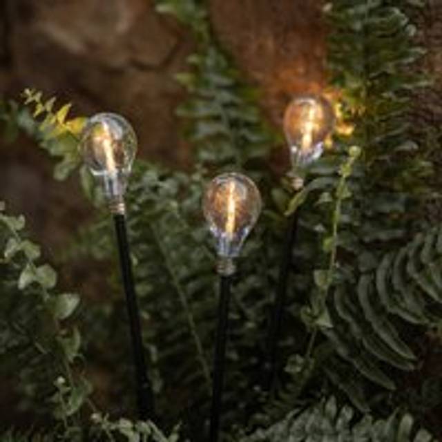 3 Mini Solar Festoon Stake Lights - Warm White