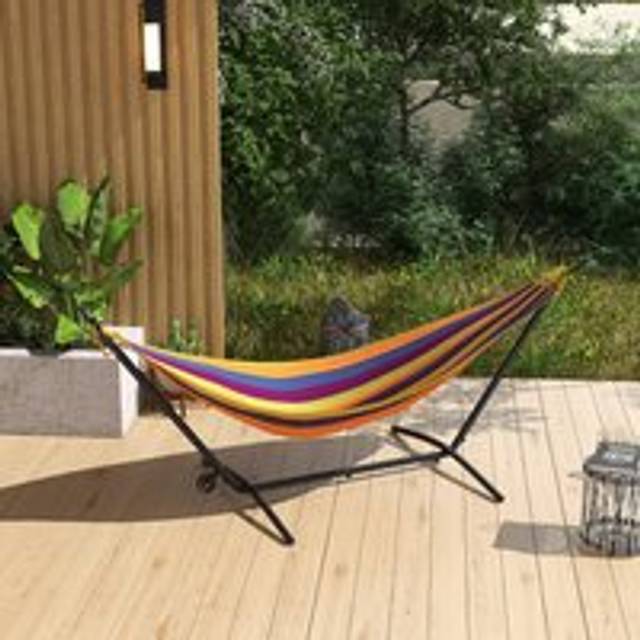 Outsunny Hammock Stand w/ Wheels - Adjustable Hammock Stand w/ Carry Bag - Black | TJ Hughes