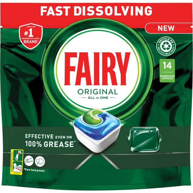 Pack of Fairy All In One Dishwasher Tablets - 14