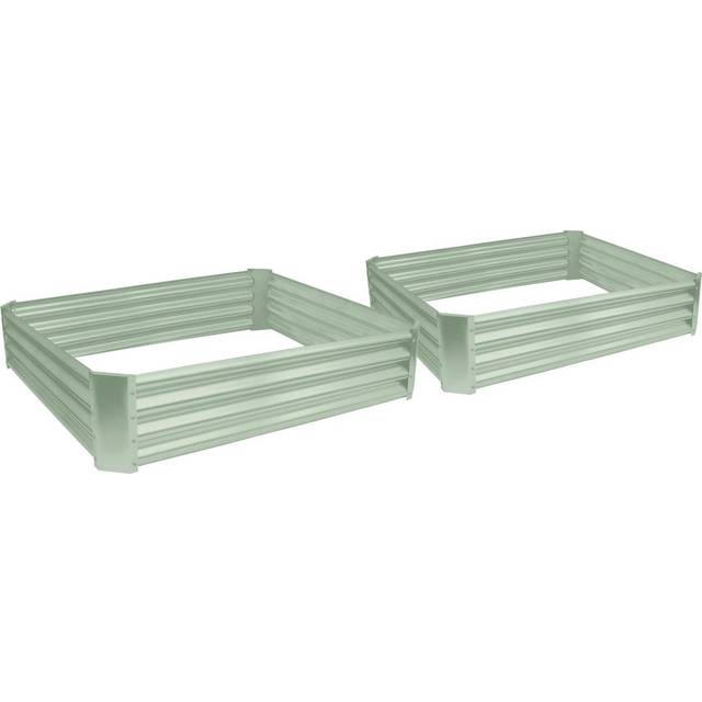 Square Galvanised Steel Raised Garden Beds - 120cm x 120cm - Pack of 2 - Grey - One Size