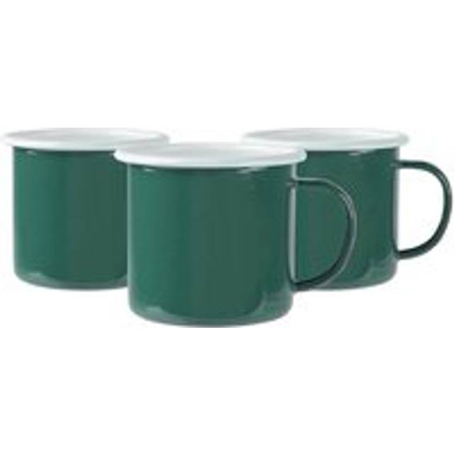 375ml Coloured Enamel Mugs - Pack of Six - Green