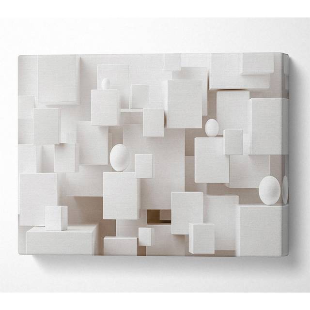 Cubes And Spheres White - Wrapped Canvas Photograph (35.6cm H x 50.8cm W)
