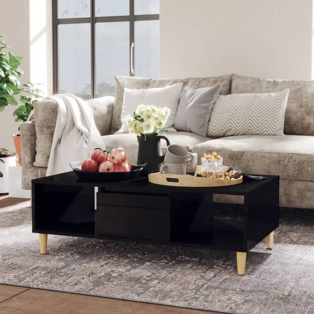 Awar Coffee Table with Storage - Black (35cm H X 104cm W X 60cm D)