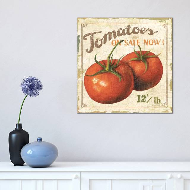 Tomatoes on Sale Now (on Special I) by Lisa Audit - Wrapped Canvas Painting (45.72 cm H x 45.72 cm W x 3.175 cm D)