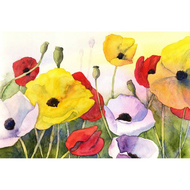 Watercolor Poppies (61cm H x 91cm W 3.8cm D)