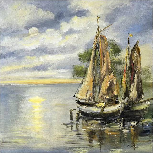 Boats Lie At Anchor (45.72cm H x 45.72cm W x 1.91cm D)