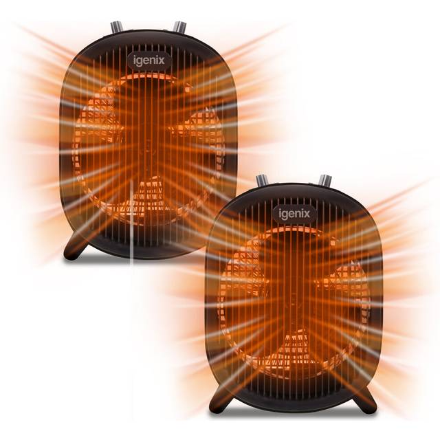 Igenix 2KW Upright Fan Heater - Black (26cm H X 12cm W X 19.2cm D)