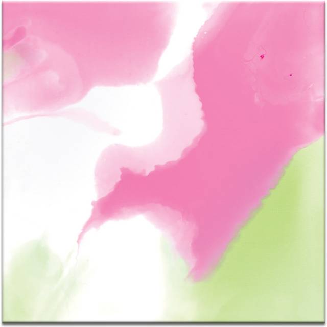 'Flow 28' Art Prints on Canvas - Green;Pink (41cm H x 41cm W)