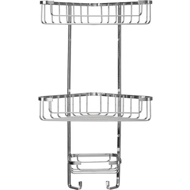 Stainless Steel Three Tier Corner Shower Caddy Basket Organiser, Chrome - Croydex