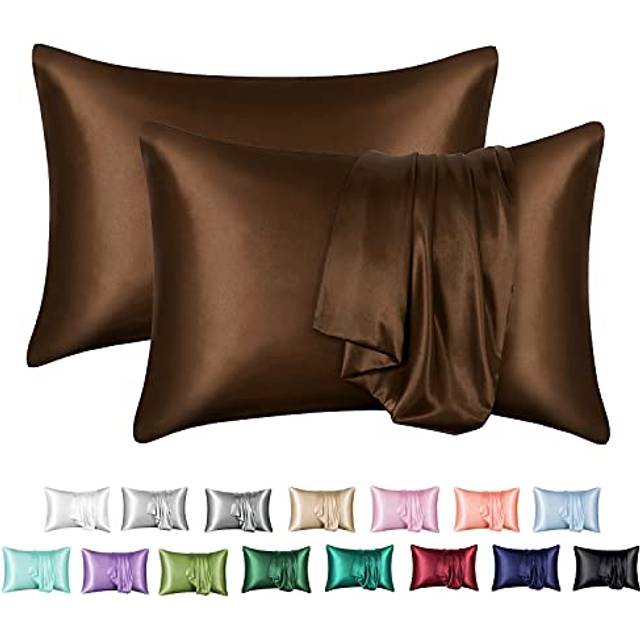 MR&HM Satin Pillowcase for Hair and Skin  Silk Satin Pillowcase 2 Pack  Queen Size Pillow Cases Set of 2  Silky Pillow Cover with Envelope Closure (20