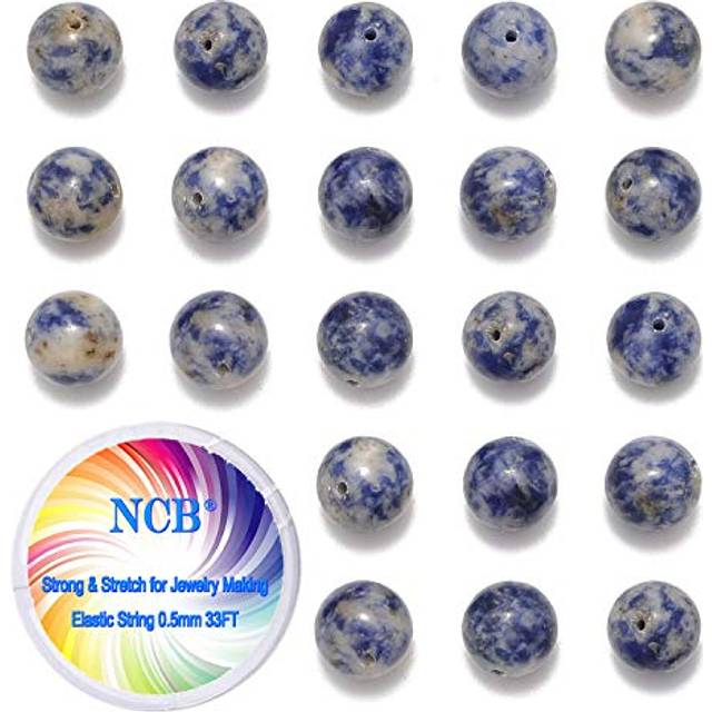 NCB 100pcs Natural Stone Beads 6mm Round Genuine Real Stone Beading Loose Gemstone DIY Charm Beads for Bracelet Necklace Earrings Jewelry Making (Blue