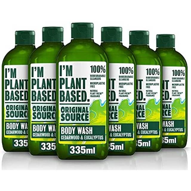 I'm Plant Based Cedarwood & Eucalyptus Shower Gel, 100% Natural Fragrance, Vegan, Cruelty Free Body Wash, Bulk Buy, Pack of 6 x 335ml