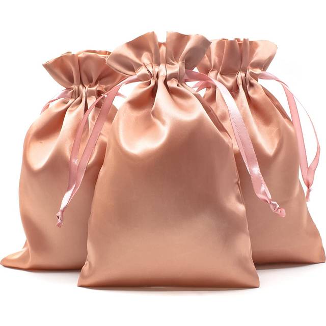 "Knitial 6"""" x 9"""" Rose Gold Satin Gift Bags  Jewelry Bags  Wedding Favor Drawstring Bags Baby Shower Christmas Gift Bags 50 per Pack"