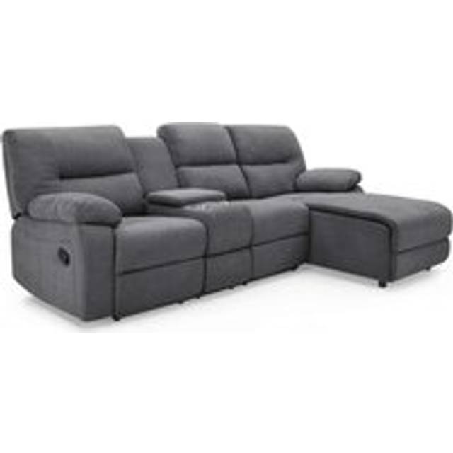 Home Detail Jacob Dark Grey Fabric 3-Seater Recliner Sofa Right Hand Chaise, Grey