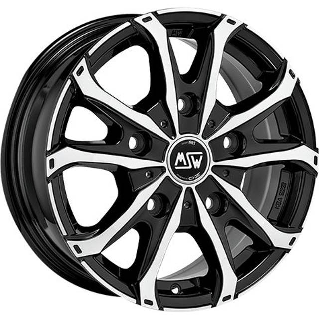 MSW 48 Van Alloy Wheels In Gloss Black Full Polished Set Of 4 - 18x7.5 Inch ET53 5x120 PCD, Black/silver