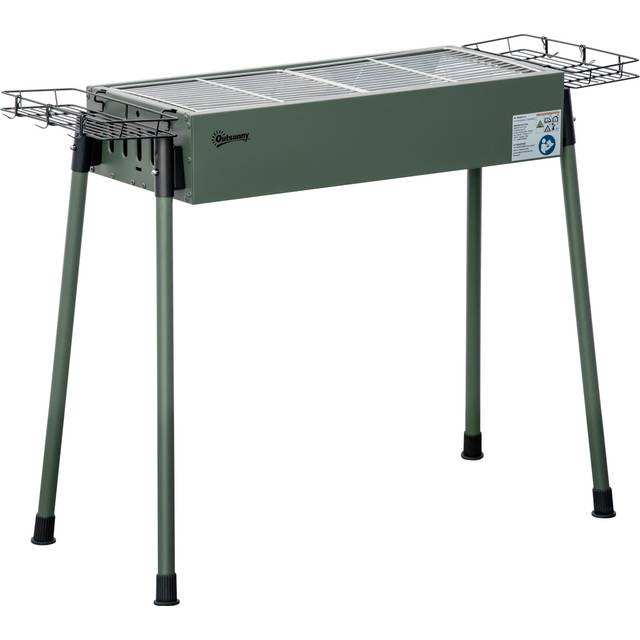 Outsunny Portable Charcoal Barbecue Grill with Seasoning Baskets and Hooks, Green