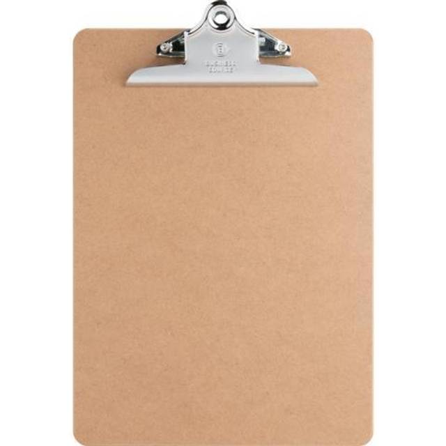 Business Source Hardboard Clipboard with Stainless Steel Clip  Brown 65637