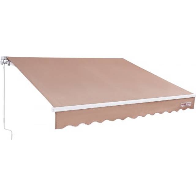 VEVOR Manual Retractable Awning, 13 x 8 ft Outdoor Patio Awning Retractable Sun Shade, Water-Resistant Polyester Patio Door Window Awning Sunshade Shelter with Crank Handle for Backyard, Balcony