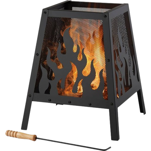 Vonhaus Flame Design Square Fire Pit, Black