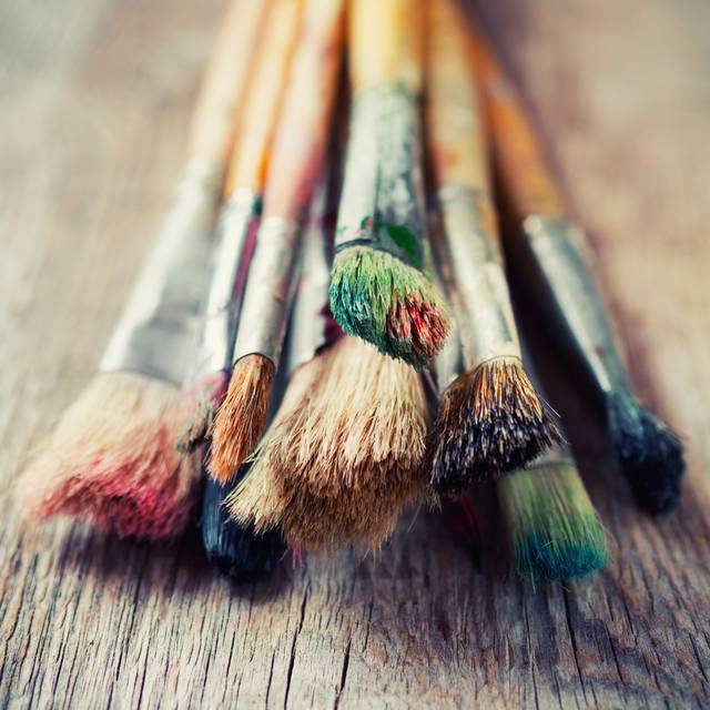 Ambudkar Old Artist Paintbrushes by ChamilleWhite - Print (51cm H x 51cm W x 3.8cm D)