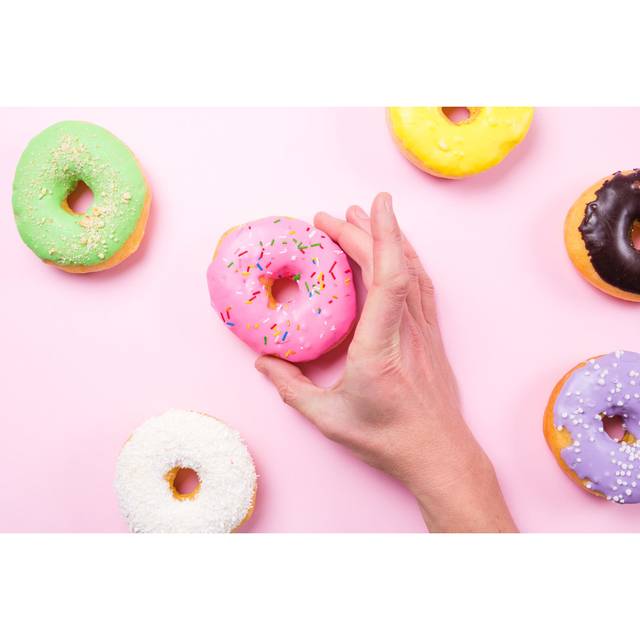 Hand Taking Pink Donut by Helios8 - Wrapped Canvas Photograph (61cm H x 91cm W x 3.8cm D)