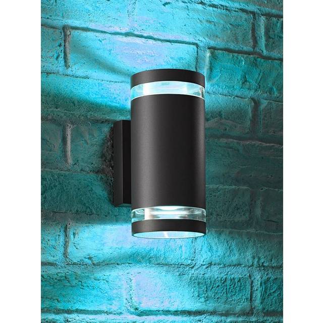 Anthracite Grey 2 - Bulb 21.6cm H Colourful Glass Outdoor Wall Lantern (21.6cm H X 10.2cm W X 13.7cm D)