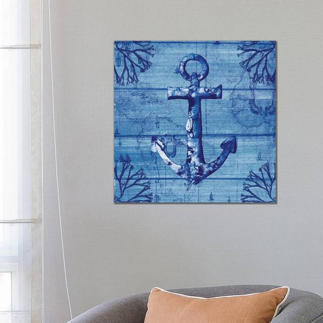 Indigo Anchor by Susan Jill - Wrapped Canvas Art Prints (66.04cm H x 66.04cm W x 1.91cm D)
