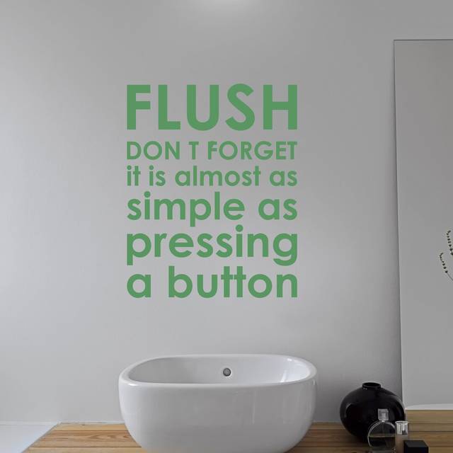 Flush Bathroom Rules Wall Sticker - White (55cm H X 42cm W)
