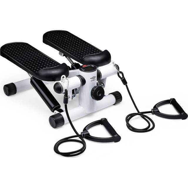 Umbro Stepper – arm och bentränare – ministepper – träningsutrustning för hemmet – inkl. dator och motståndsband – max. 100 kg – pedaler 10 x 32 cm – svart/vit