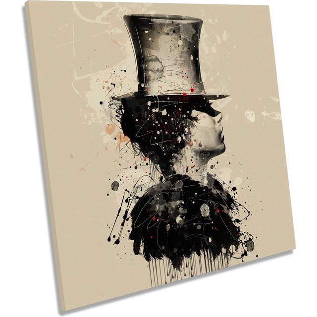 Fashion Woman Hat Grunge - Wrapped Canvas Painting (40.6cm H x 40.6cm W x 2cm D)