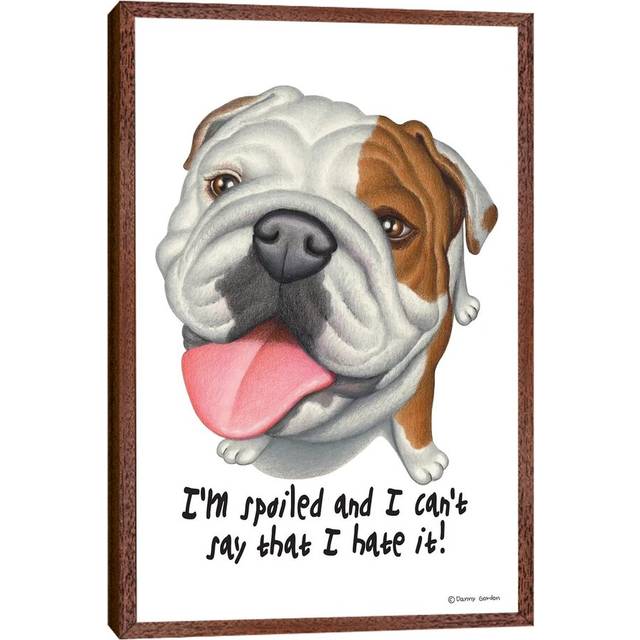 Bulldog with Sign&#39; Graphic Art Print - Brown Floater Framed (101.6 cm H x 66.04 cm W)