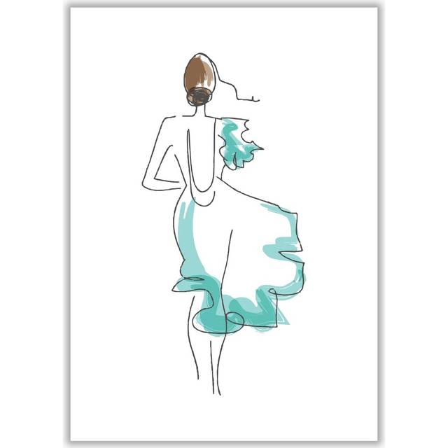 'Fashion Line Drawing' Graphic Art - No Frame (60 cm H x 42 cm W x 1 cm D)