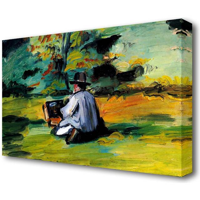Painter at Work by Paul Cezanne - Painting Print on Canvas (35.6 cm H x 50.8 cm W)