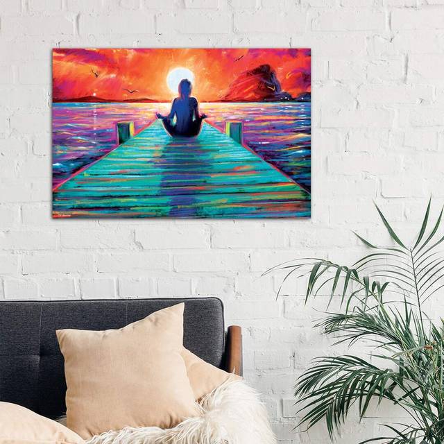 Sea Yoga by P.D. Moreno - Wrapped Canvas Graphic Art Print (101.6 cm H x 66.04 cm W x 1.91 cm D)
