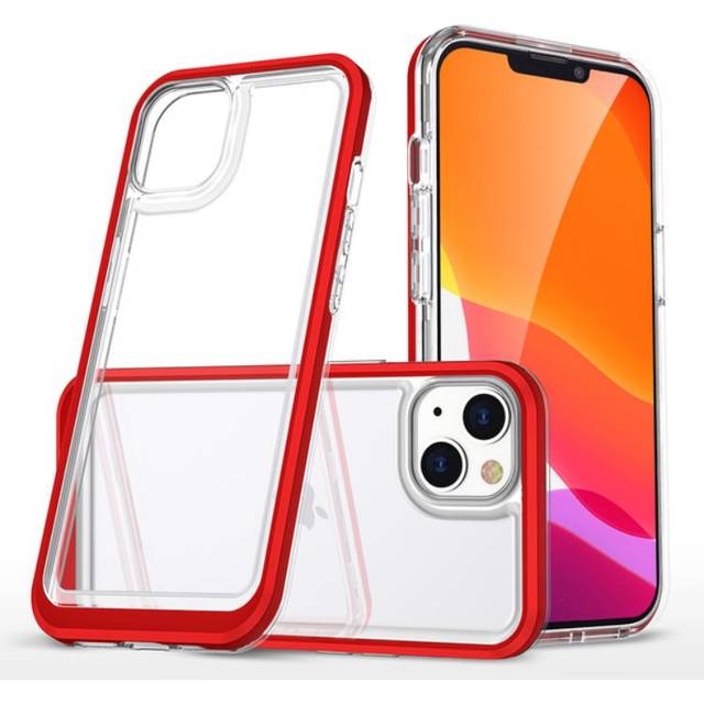 iPhone 14 Plus Mobilskal Clear 3in1 - RÃ¶d