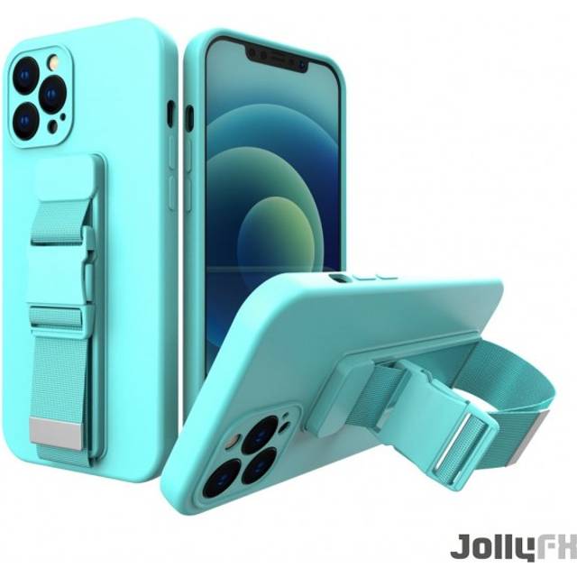 Rope Gel Airbag Skal Med Lanyard iPhone 12 Mini - Ljus BlÃ¥