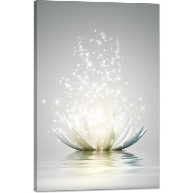 Lotus Floral Canvas Prints Art for Zen Office Decor Wall Art Meditation Pictures Modern Artwork Painting Framed Ready to Hang20x30inch