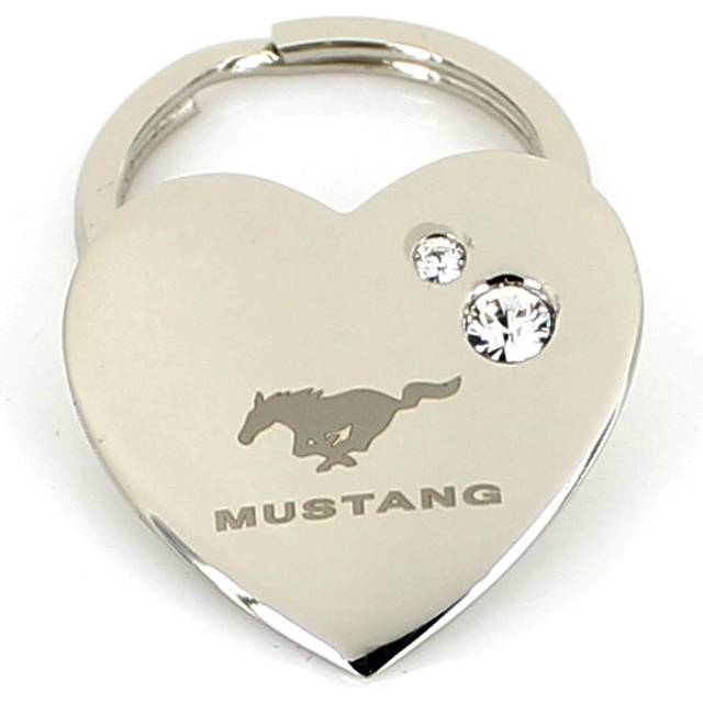 License Frame Inc. Ford Mustang Metal Heart Keychain Key Ring Tag Hold