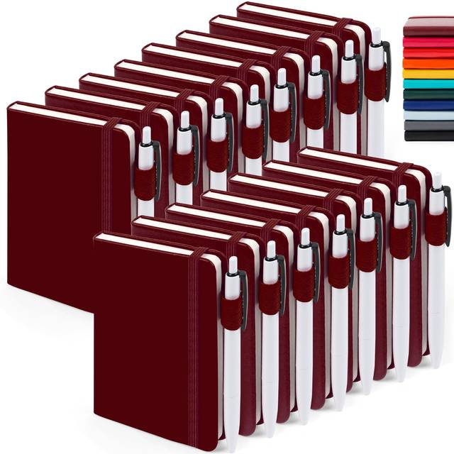 feela 15 Pack Pocket Small Notebooks Bulk, Mini Cute Notepads Hardcover College Ruled Lined Journals with Pen Holder for School Business Memos, with