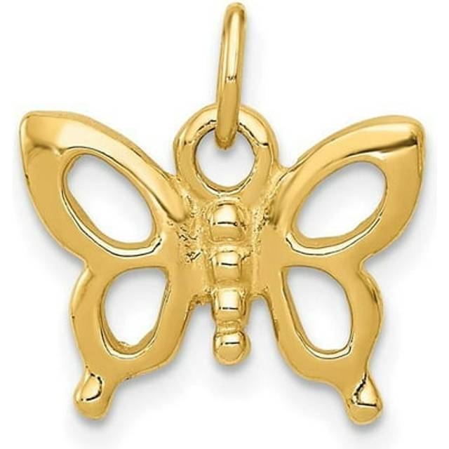14K Yellow Gold Solid Polished Butterfly Charm