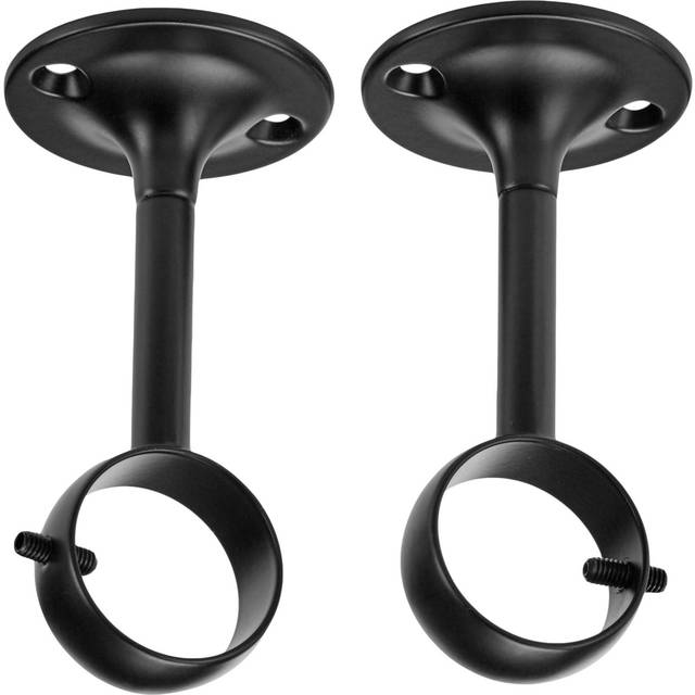 Amazon Basics Curtain Rod Ceiling-Mount Bracket, Metal, Black, 4-Pack Set of 2