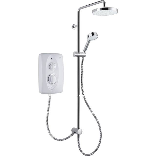 Mira Jump Dual Twin Head Handset Electric Shower 10.5kw White Chrome Bathroom