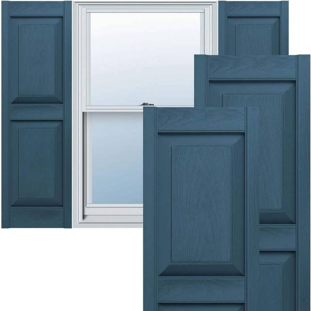 Ekena Millwork Lifetime Vinyl LP2S14X03100CB Standard Two Equal Panel Vinyls  Raised Panel Vinyl Shutters  w/Installation Shutter-Lok's & Matching Scr