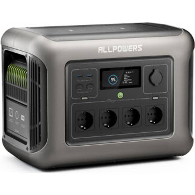 ALLPOWERS Portable Power Station R1500 1152Wh LiFePO4 Battery with 1800W (3000W Peak) AC Output - black