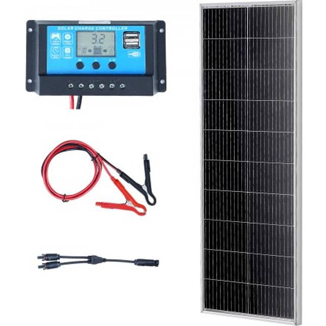 VEVOR 100W Solarpanel Kit 12V monokristallinen Solarmodul plus Laderegler 8,33A Solaranlage Umwandlungsrate von 23 % Kompatibel mit AGM-, GEL-, FLD-, LI-Batterien Ideal f&#xFC;r Wohnmobile Yachten Zuhause